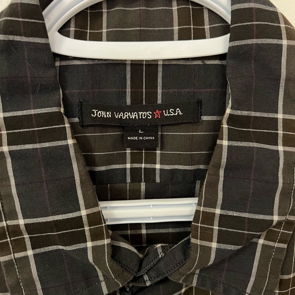 John Varvatos Brown and Tan Plaid Shirt - Picture 2 of 3